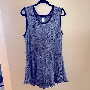 Plus Size. Lace Lovely Gray w Black Rare Dress.  1X